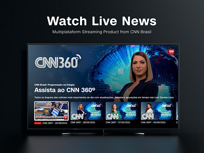 CNN Everywhere - Aplicativo de Streaming para TVs app appletv cnn live news streaming tv ui ux