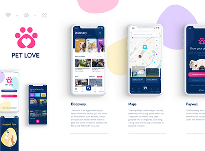 PetLove concept app branding graphic design mobile ui ux