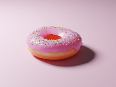 Realistic 3D Donut With Pink Icing blender dessert pink sweet