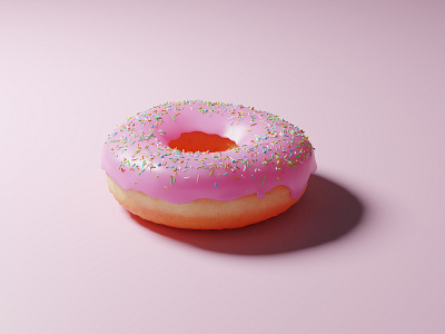 Realistic 3D Donut With Pink Icing