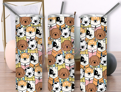 20 OZ Cute Dog Sublimation Skinny Tumbler Design design dog png graphic design sublimation png vector