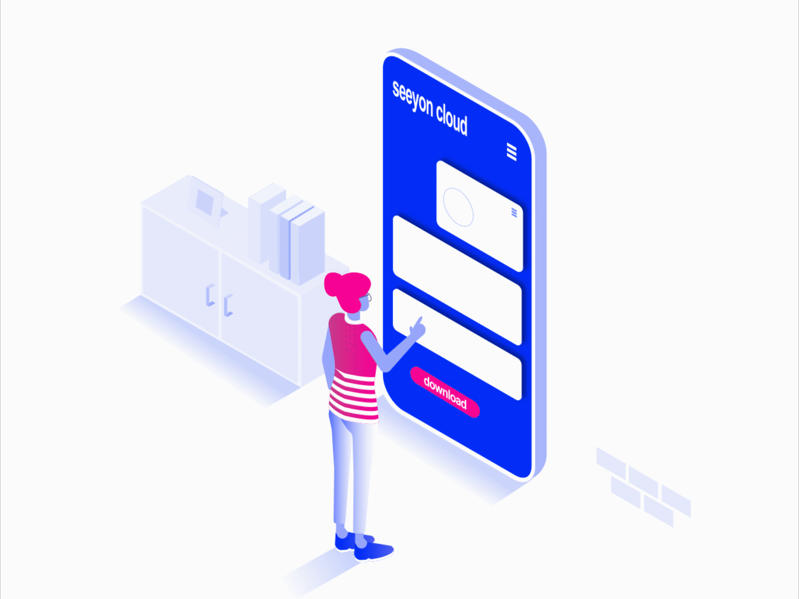 Cloud/On-boarding screen app illustration ux