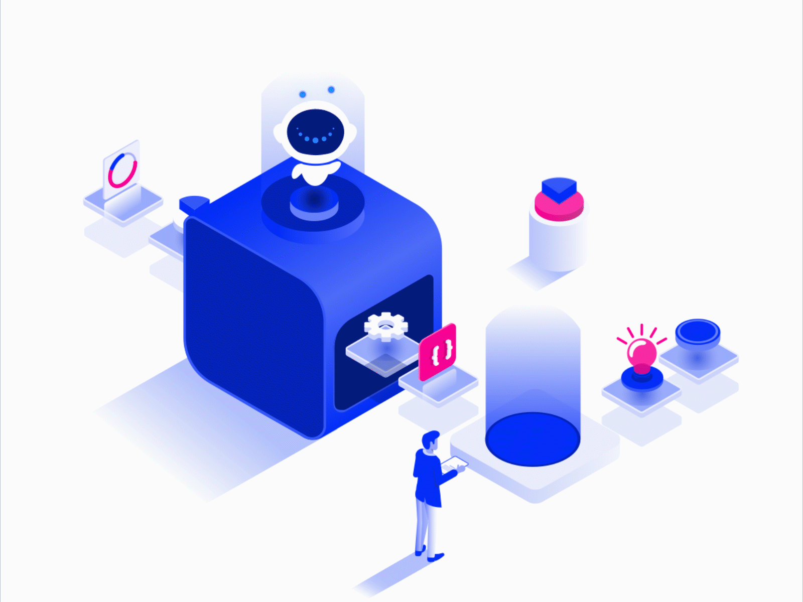 AI/On-boarding screen app illustration ux