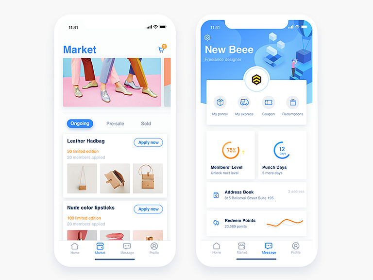 iPhone X - Market& Profile by Gloria Qiu for New Beee on Dribbble