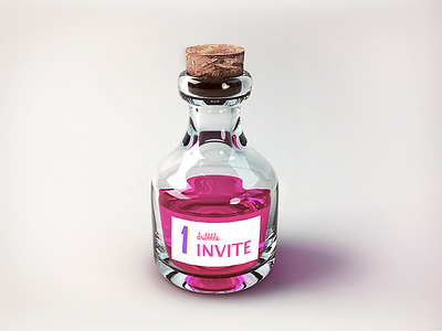 One Dribbble invite available! 3d bottle glass invitation invite c4d potion