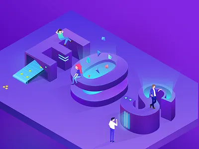 EOS-cryptocurrency cryptocurrency eos illustration isometric