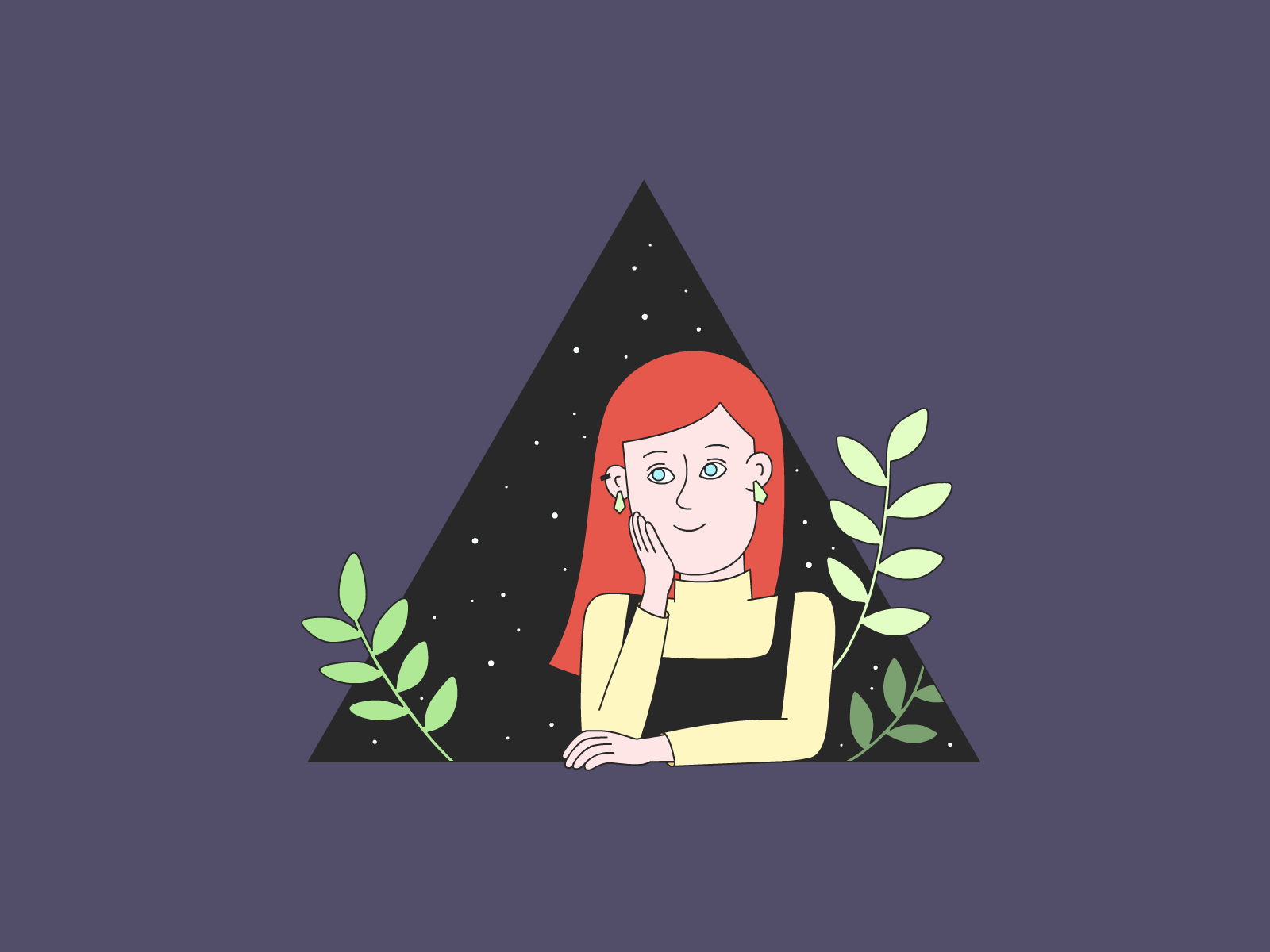 Portrait 2d 2d animation animated animated gif animation animator cartoon cel animation celanimation character flash frame by frame gif girl illustration loop motion plants stars triangle