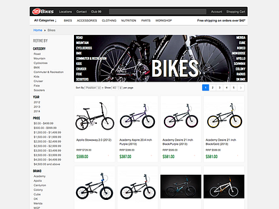 99 Bikes Category View bikes ecommerce