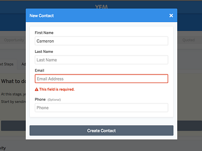 YEM Modal modal ui validation