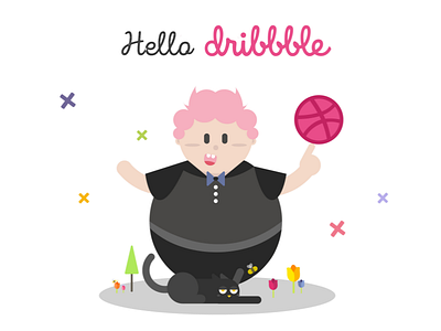 Hello Dribbble! 1st shot of dribbble character debut illustration