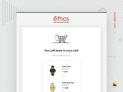 Emailer - Cart Recovery card cart design email emailer icon mailer newsletter shopping cart ui watch watches