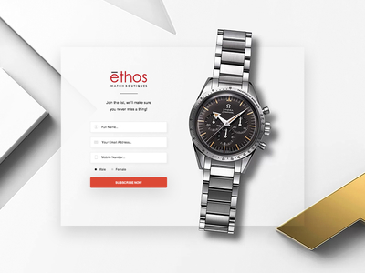 Signup Form - Daily UI challenge #03 input interface newsletter omega overlay popup signup social ui ux watches