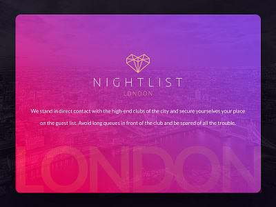 Nigh-list App club header landing page london night ui user interface ux uxpundit web design website