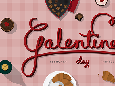 Galentines croissants cupcakes galentines day hand type illustration typography valentines wine