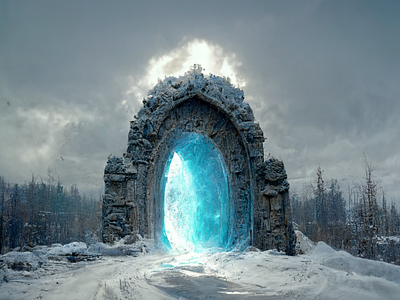 Ancient Winterland Portal fantasy portal realistic winter winter landscape