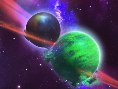 Planetary Collision colorful planets space
