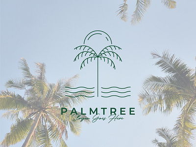 palm tree logo presentation and mockup beach brand identity branding design graphic design illustration island line art logo logo logo identity logo presentation mockup modern logo palm tree resort vector