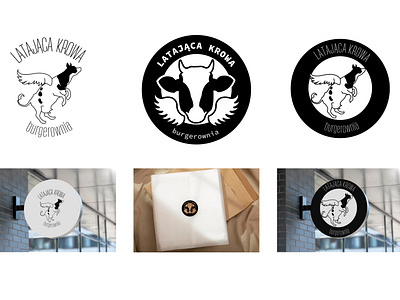 logo design for "flying cow" burger shop