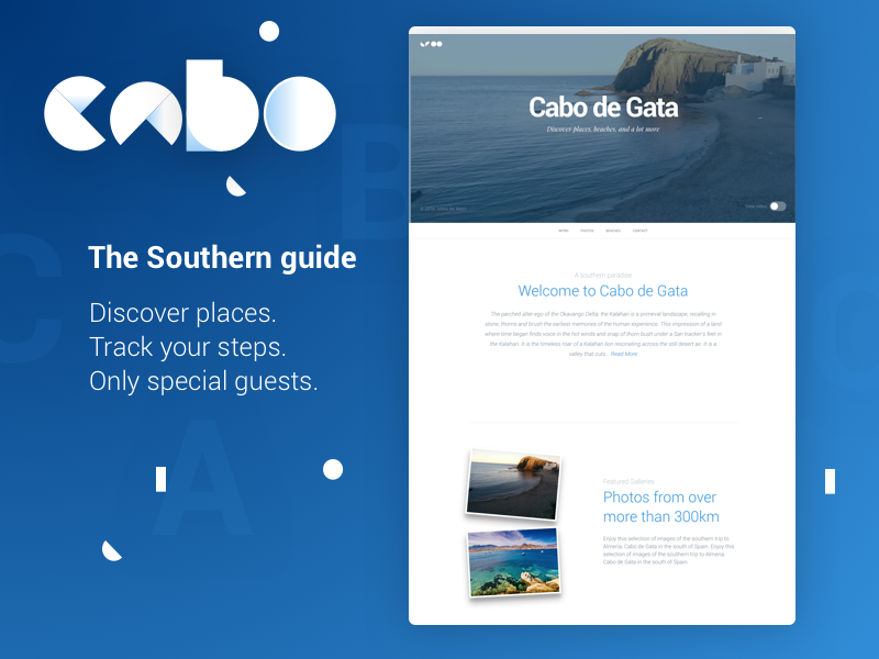 Cabo brand & landing page places gradient page landing page homepage presentation logo branding site website