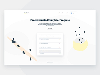 Tasktastic Features abstract app design hero illustration landing list marketing task todo ui webapp