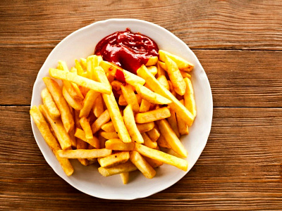 French fries with ketchup