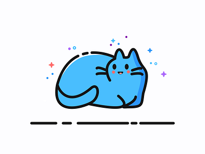 happy cat blue cool game icoline mbe play vector