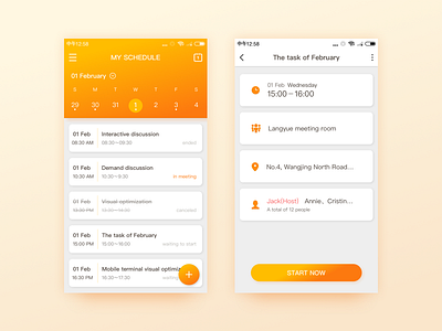 schedule app cool design interface ios material schedule simple ui ux white yellow