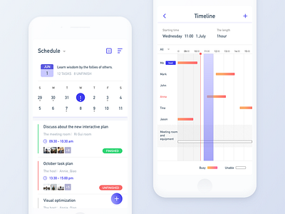 Schedule app arrangement concept interface schedule simple ui white