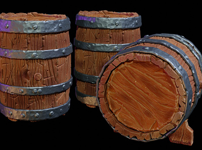 highly detailed barrel for games (hand painted) 3d