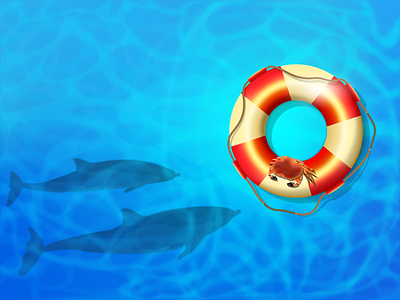 Summer sea design. adobe illustrator crab design dolphin illustration lifebuoy sea summer vector