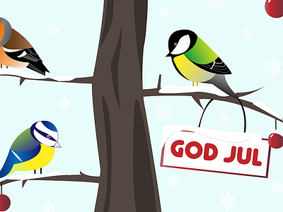 Birds in a tree christmas card