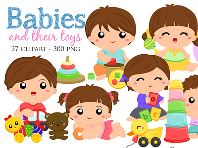 Baby and Toys clipart vector set