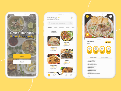 Indonesian Recipe - UI Mobile app app design graphic design indonesian mobile app mockup recipe ui mobile ui ui visual design uiux ux