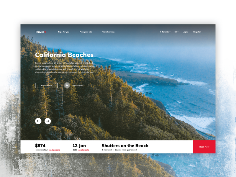 Travel homepage UI clean color palette figma photoshop sketch styleguide travel typogaphy ux ui web design website