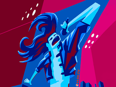 Rock singer art artist blue cyan digital frontman hair illustration lowbrow microphone music pink procreate rock singer song