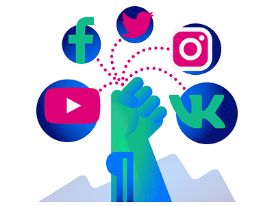 Getting a grip on Social Media Marketing design flat grain illustration vector