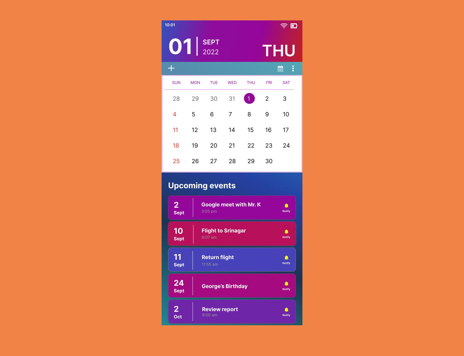 DailyUI - calendar design by Kshitiz on Dribbble