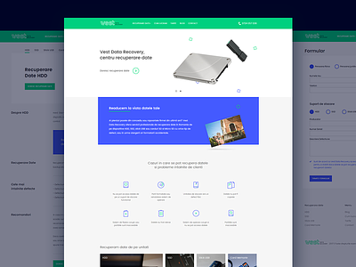 Data Recovery Website blue data form green homepage icons minimalist recovery website