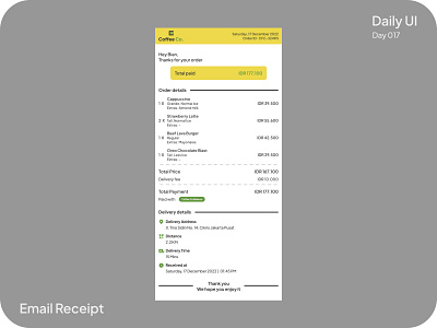 Email Receipt #DailyUI #017 dailyui design email receipt ui