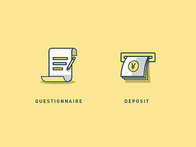 Icon deposit icon interlocution line money paper pen problem questionnaire white yellow