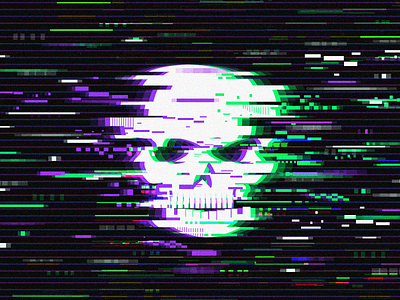 A skull in glitch style