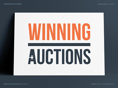 Winning Auctions - Logo Design auction branding creative design graphic design hammer logo logomark logotype modern negative space real estate selling vector winning wordmark