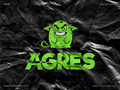 Agres - Logo Design aggressive angry branding character design development evil game gaming graphic design green horns identity illustration logo logotype mascot studio vector