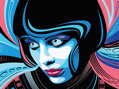 Blue girl black character debut design digital art eye first shot girl illustration lips meelantche vector