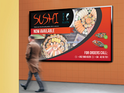 Outdoor Advertising Poster - BlueFin sushi bar/restaurant advertising banner billboard dubai graphic design meelantche poster print sushi