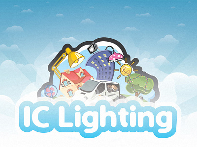 IC-Lighting illustration bulding clouds illustration light magnet meelantche sky sun transport tree vector