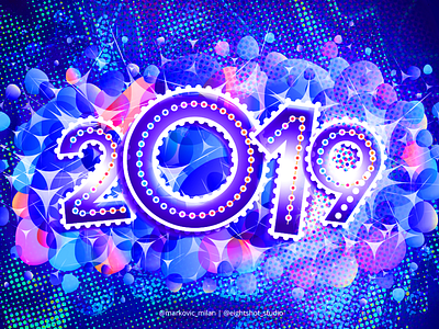 Happy New Year 2019 abstract colorful digital art graphic design illustration lettering modern neweve2019 photoshop splash typography vector