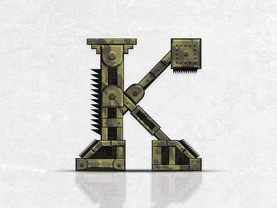The letter K concept 36daysoftype army blade custom lettering digital art font graphic design illustrator iron lettering vector