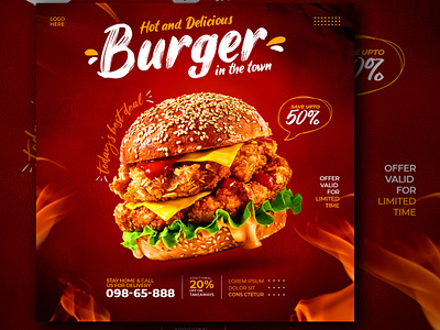 Designed hot Burger Poster design graphic design poster