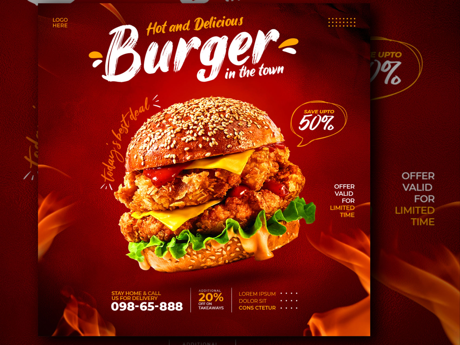 Designed hot Burger Poster by Hasnain Iqbal 🚀Graphic Designer/Animator ...